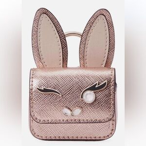 Kate Spade Bunbun Metallic Leather AirPods Case Key Fob Bag Charm